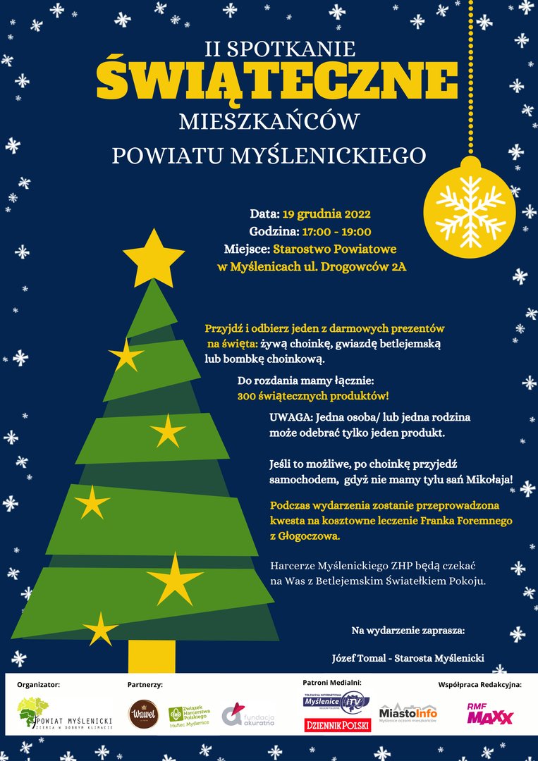 II Spotkane Świąteczne -Plakat Starostwo Powiatowe w Myślenicach